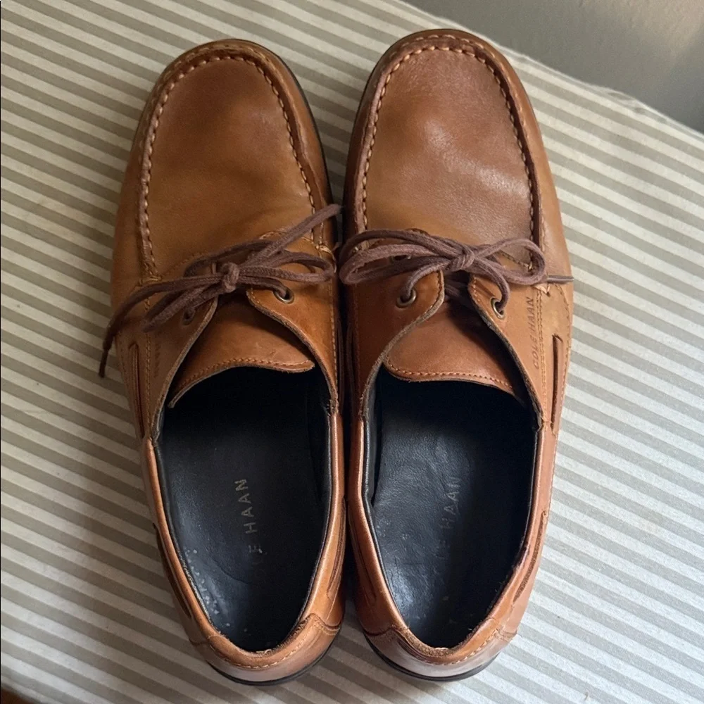 Cole Haan Tan Leather Boat Shoes